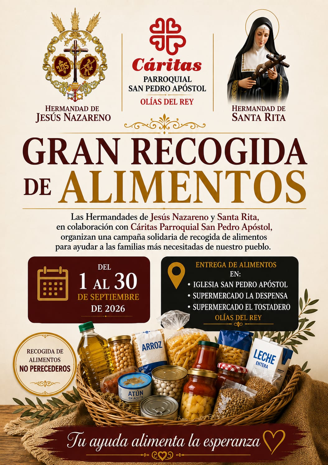 Recogida de alimentos para Caritas parroquial